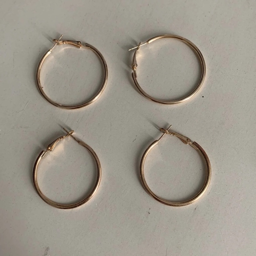 Gold Hoop Earrings Midsize
